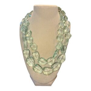 Talbots Mint Green Faceted Glass Double Strand Beads JB6
